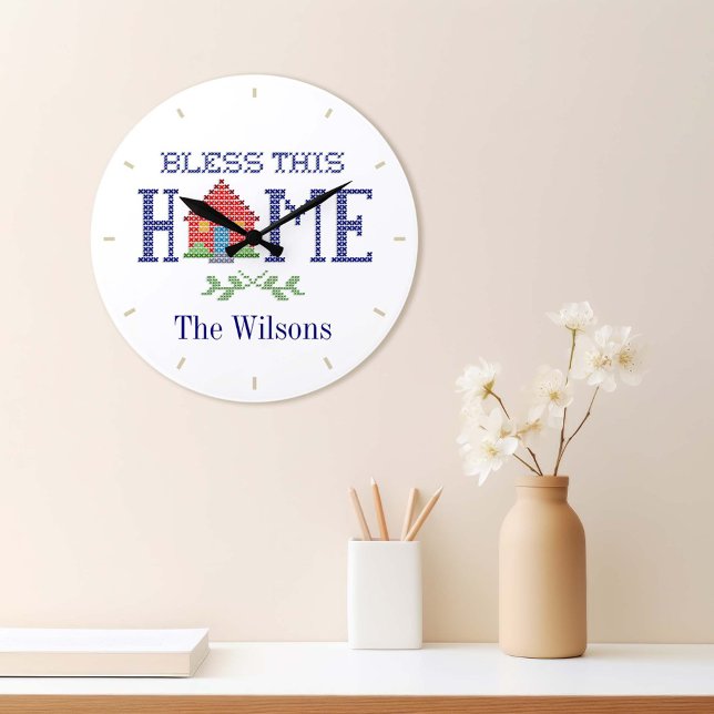 Customize the clock Bless This Home (This beautifully crafted clock adds a special feel to any room.)