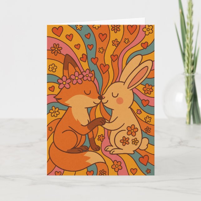 Customize the Inside Fox & Rabbit Valentine's Day Card (Front)