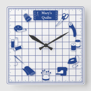 Customize the Label Quilt Time Square Wall Clock