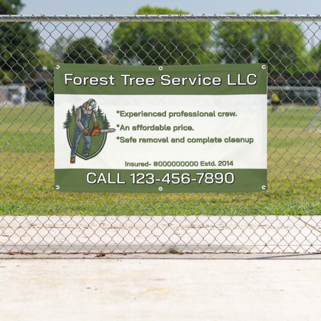Customize Tree Service Man With Chainsaw Business Banner (Insitu)