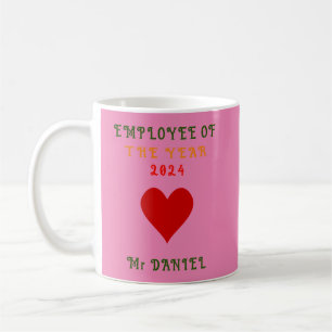 Customize Trendy Employee Of The Year 2024 Pink Coffee Mug