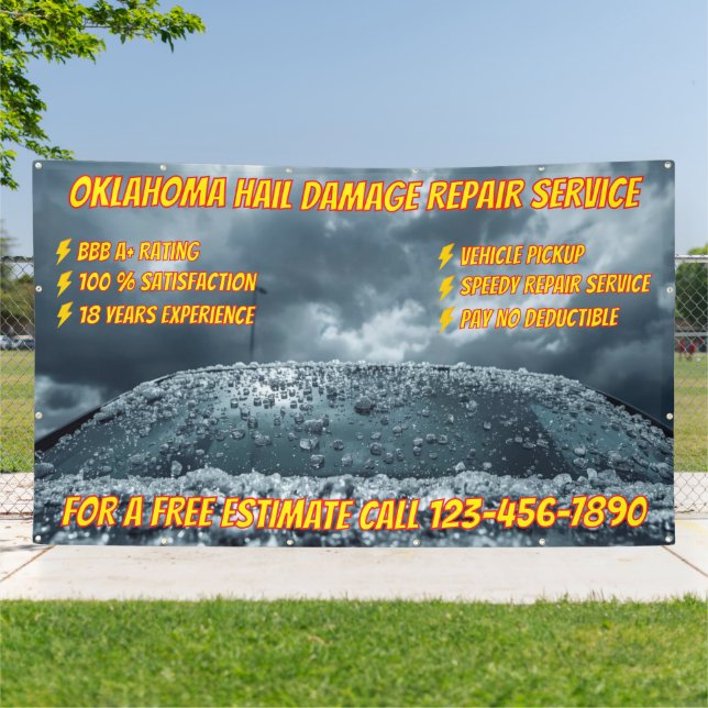 Customize Vehicle Hail Damage Repair Business Larg Banner (Outside)