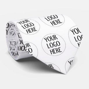 Customize Your Black White company logo pattern Tie