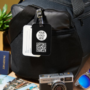 Customize Your Black White QR code company logo Luggage Tag