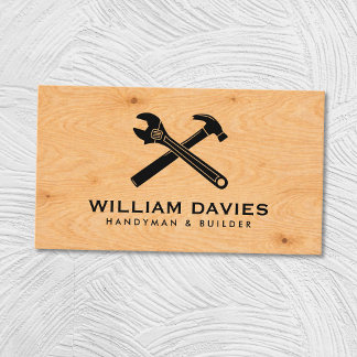 Customize Your Logo | Handyman Plywood Texture Business Card