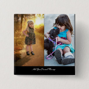 Customize Your Own 2 Photo Collage 15 Cm Square Badge