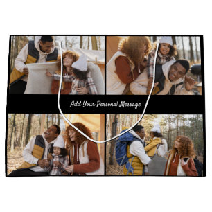 Customize Your Own 4 Photo Collage Large Gift Bag