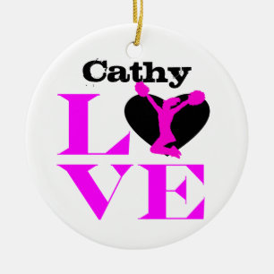 Customizeable love Cheerleader pink ornament