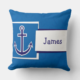 Customizeable Name Nautical Boat Ship Anchor Cushion
