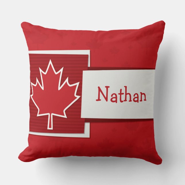 Customizeable Name Patriotic Canada Maple Leaf Cushion (Front)