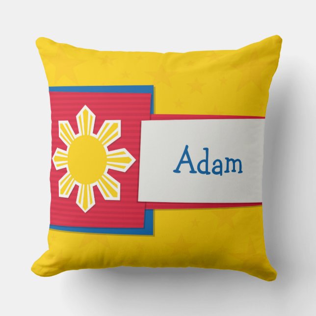 Customizeable Name Philippine Sun Filipino Cushion (Front)