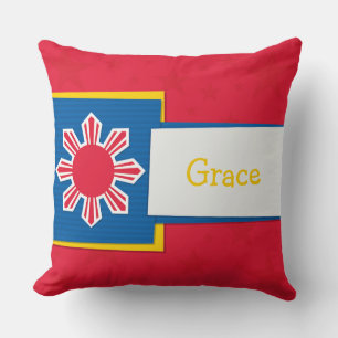Customizeable Name Philippine Sun Filipino Cushion