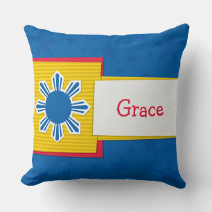 Customizeable Name Philippine Sun Filipino Cushion