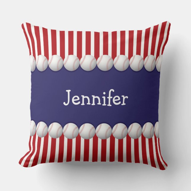 Customizeable Name USA Flag American Baseball Cushion (Front)