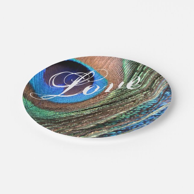 Customizeable Peacock Feather Plate (Angled)