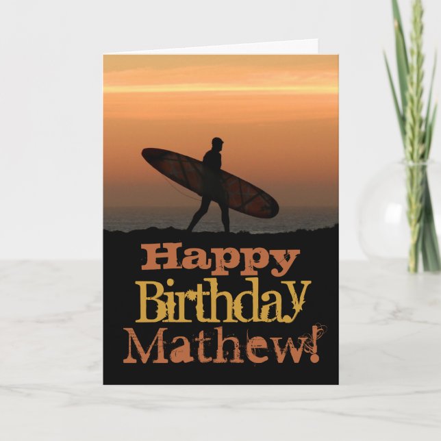 Customizeable Surfer Birthday Card (Front)