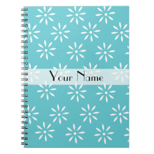 Customizeable Teal & White Flower Notebook