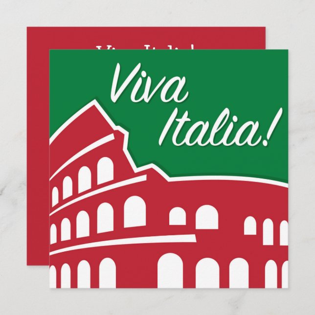 Customizeable Viva Italia Patriotic Italy Invitation (Front/Back)