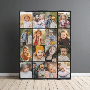 Customized 16 Photo Collage Modern Trendy Fleece Blanket