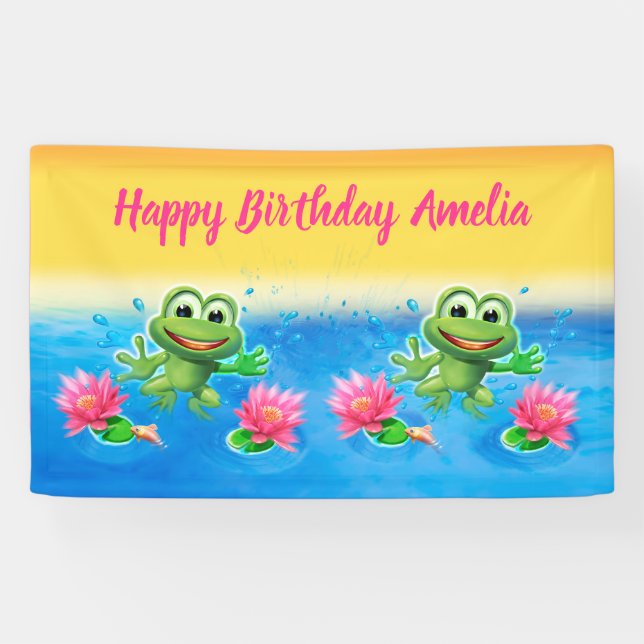 Customized 5' x 3' Leapfrog Birthday vinyl Banner (Horizontal)