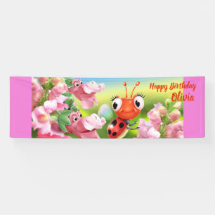 Customized 8' x 2.5' Ladybug Birthday vinyl Banner
