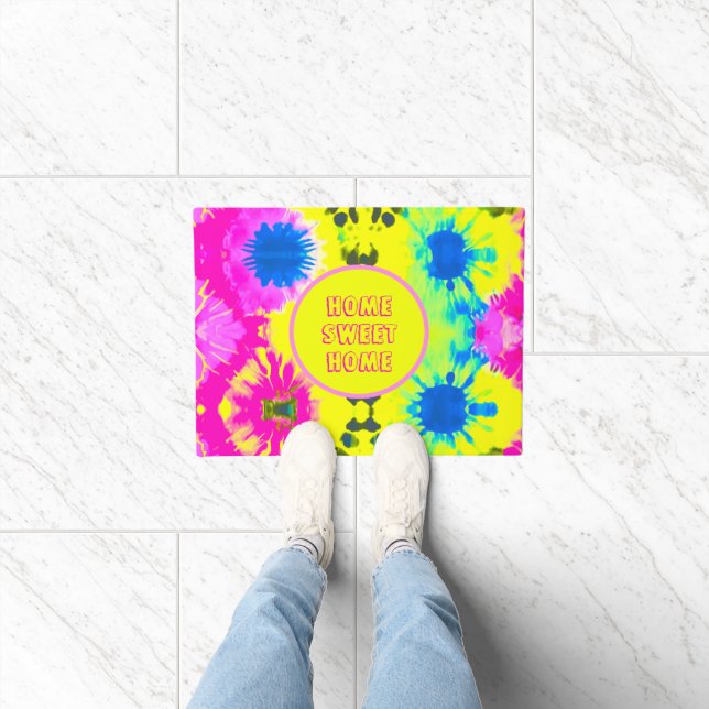 CUSTOMIZED ABSTRACT HOME SWEET HOME TIE-DYE DESIGN DOORMAT (Indoor)