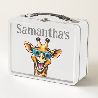 Customized Back-to-School Giraffe Safari Theme Metal Lunch Box