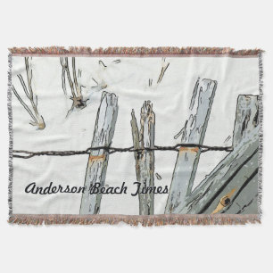 Customized Beach gray sand fence Throw Blanket