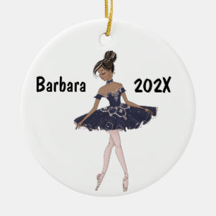 Customized Black Ballerina Tree Ceramic Ornament