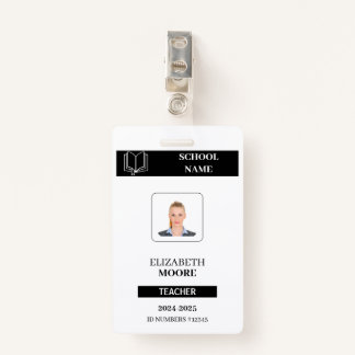 Customized black ID badge for teachers