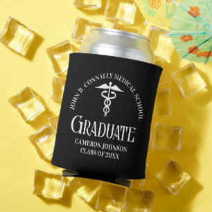Customized Black Medical School Graduation Party Can Cooler