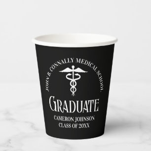 Customized Black Medical School Graduation Party Paper Cups