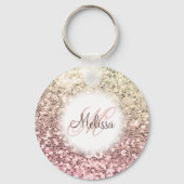 Customized Blush Pink Pretty Glitter Monogram Name Key Ring (Front)