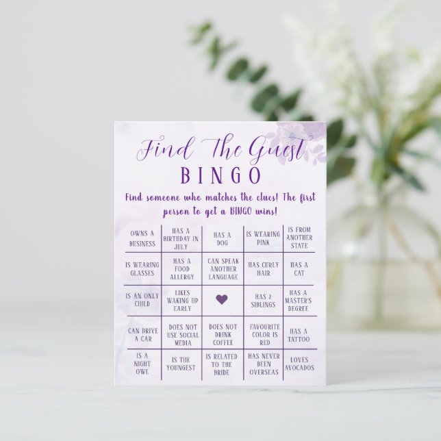 Customized Boho Floral Find The Guest Bingo Game  (Standing Front)