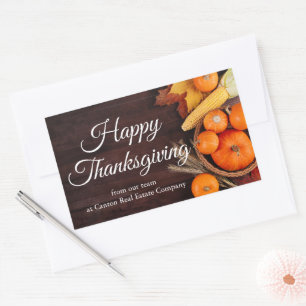 Customized Business Happy Thanksgiving Pumpkins Rectangular Sticker