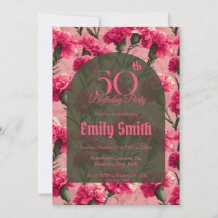 Customized Carnation Sparkle Milestone Birthday Invitation