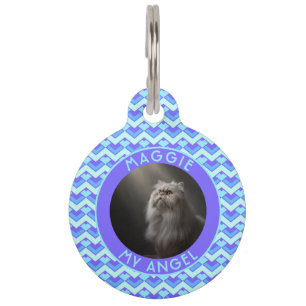 Customized Cat Mom Gift Chevron Print Pet Tag