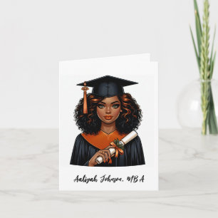Customized Chic African-American Woman Graduation Card