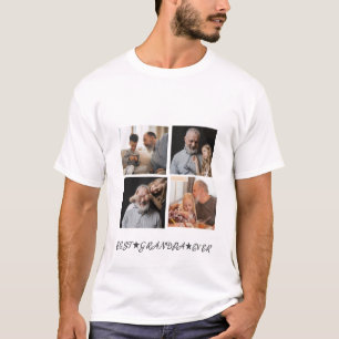 Customized Contemporary 4-Photo "Best Grandpa Ever T-Shirt