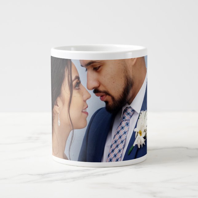 Customized Couple Wedding Photo Large Coffee Mug (Front)