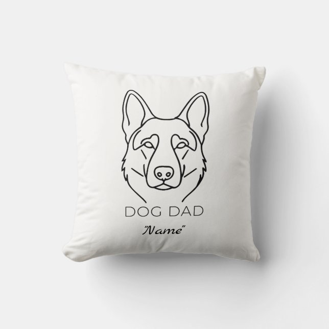 Customized Dog Dad with Name Personalized Dog Fath Cushion (Front)