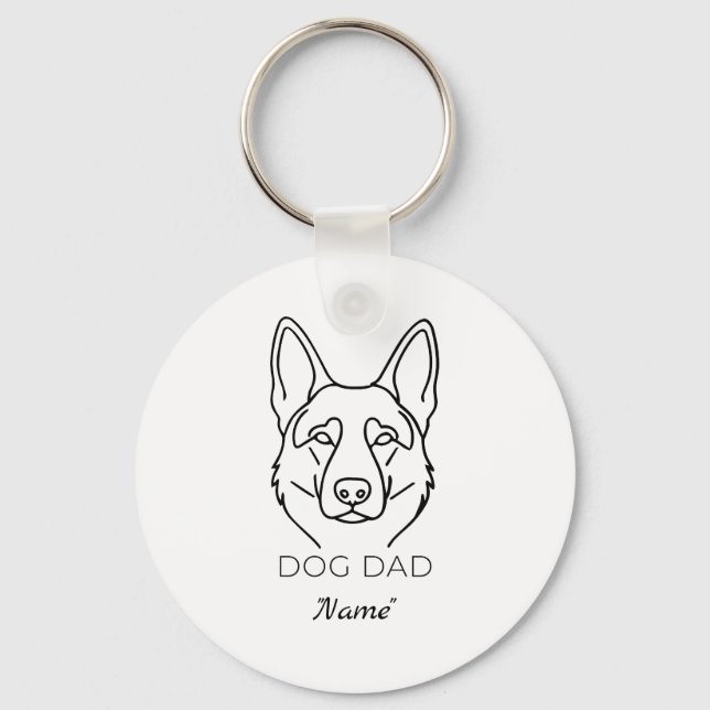 Customized Dog Dad with Name Personalized Dog Fath Key Ring (Front)