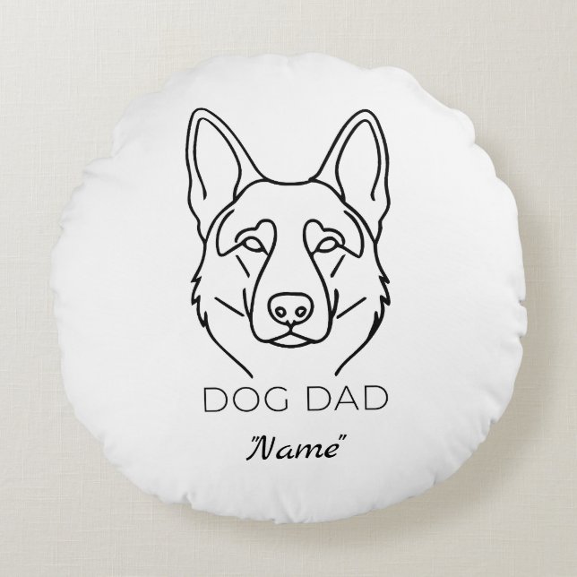 Customized Dog Dad with Name Personalized Dog Fath Round Cushion (Front)