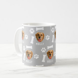Customized Dog Pet Photo & Name Gray Coffee Mug