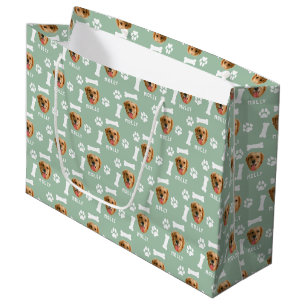 Customized Dog Pet Photo & Name Sage Green Large Gift Bag