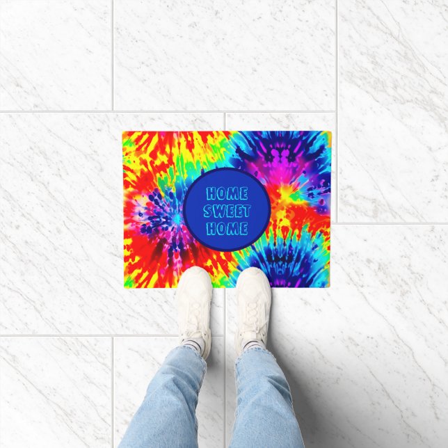 CUSTOMIZED DYNAMIC HOME SWEET HOME TIE-DYE DESIGN DOORMAT (Indoor)