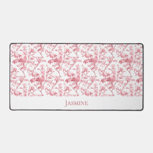 Customized Elegant Vintage Pink Rose Floral Desk Mat