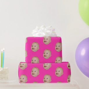 Customized Face 1st 10th 20th 30th Birthday Party Wrapping Paper