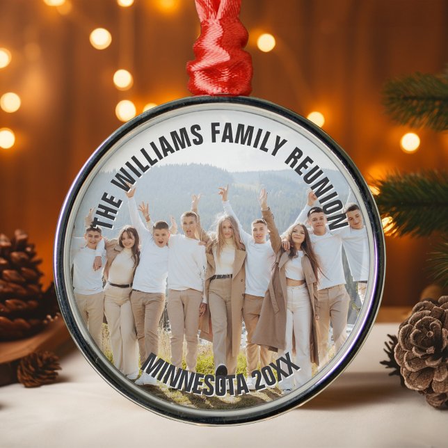 Customized Family Reunion Photo 2025 Christmas Metal Ornament (Creator Uploaded)