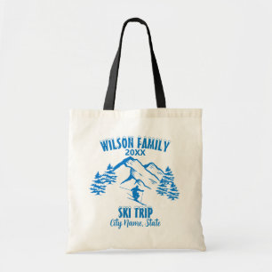 Customized Family Ski Trip  Men's Basic T-Shirt Tote Bag